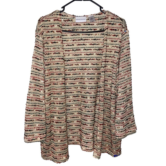 Alfred Dunner 3/4 Sleeve Open Front Knit Crochet Sweater Sz L (Large) Womens - Picture 2 of 4